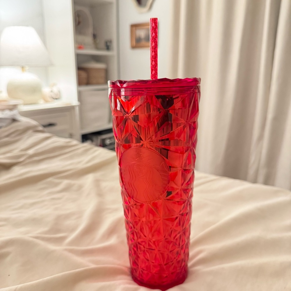 Starbucks Ruby Red Textured Tumbler with Straw